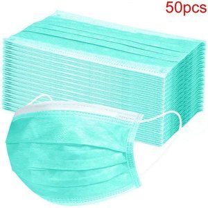 50PC GREEN 3PLY DISPOSABLE FACE MASK